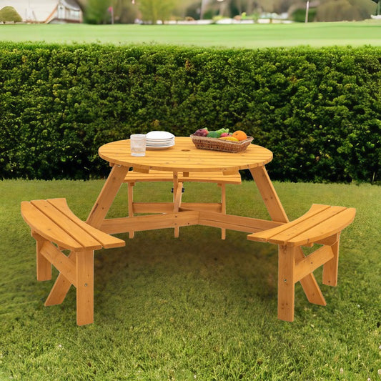 6-Person Outdoor Wooden Picnic Table